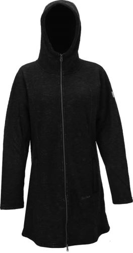TRUE NORTH - womens fleece coat with hood - black