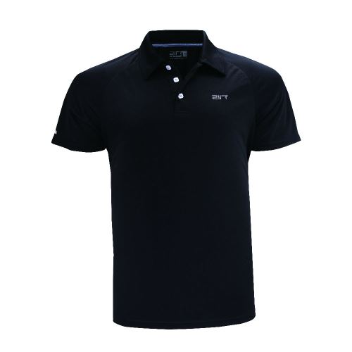FRÖSAKER - Pánske funkčné tričko  s krátkymi rukávmi a s golierikom,  Čierna