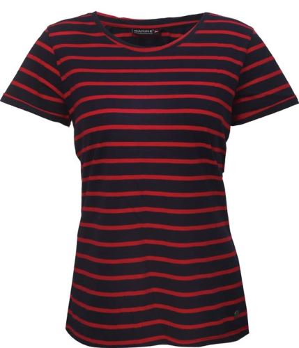 MARINE - womens top with short sleeves - Red comb