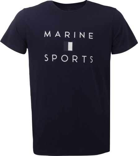MARINE - Pánské bavlněné triko s logem, Námoř. modrá