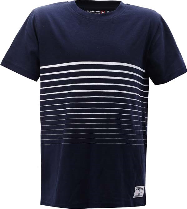 MARINE - Pánské bavlněné triko s proužky, Námoř. Modrá