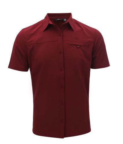 IGELFORS - Pánska outdoorová košeľa s krátkym rukávom - Wine red