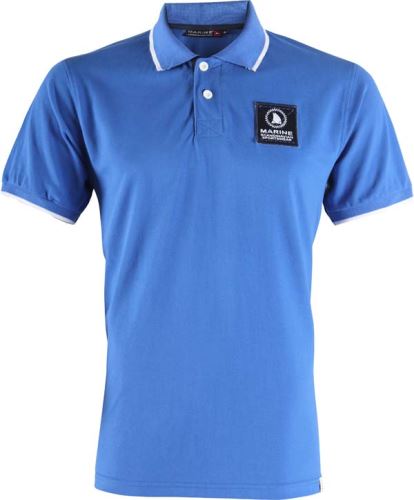 MARINE - mens T-shirt with collar - blue