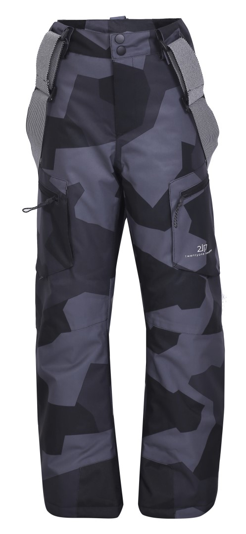 ISFALL - ECO 2L dětské lyžařské kalhoty, černá - maskáčový vzor